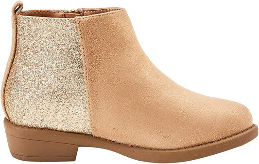 FabKids Girls Ankle Boots Short Booties Side Zipper Riding Boot Low Heels Dress Boot Shoes for Kids