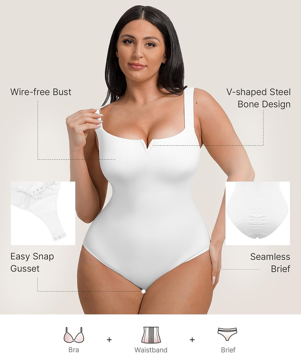 Square Neck Shapewear Bodysuit for Women Sleeveless Tummy Control Slimming Bodysuit Going Out Tank Tops