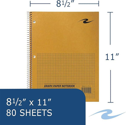 Roaring Spring Lab Notebook, 1 Subject, Wirebound, 5x5 Graph Ruled, 11" x 8.5", 80 Sheets, Green paper