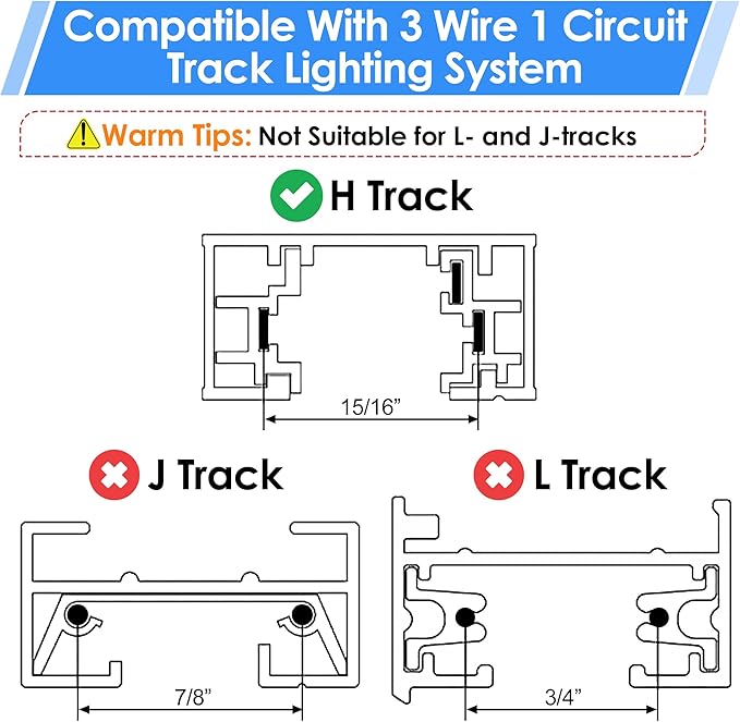 Enhon 2 Pack H Track Dead End I Connector Compatible with WAC Lighting H Track Systems, 3 Wire Lighting Accessories, LED Lights Connector(Black)