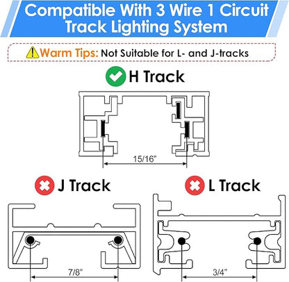 Enhon 2 Pack H Track Dead End I Connector Compatible with WAC Lighting H Track Systems, 3 Wire Lighting Accessories, LED Lights Connector(Black)