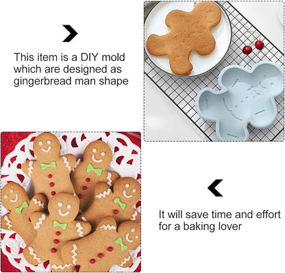 DOITOOL Silicone Cake Molds 2pcs Christmas Gingerbread Man Molds Christmas Silicone Mold Candy Molds Trays for Christmas Baking Gingerbread Cake Muffin Cookie Making Chocolates Silcone Molds