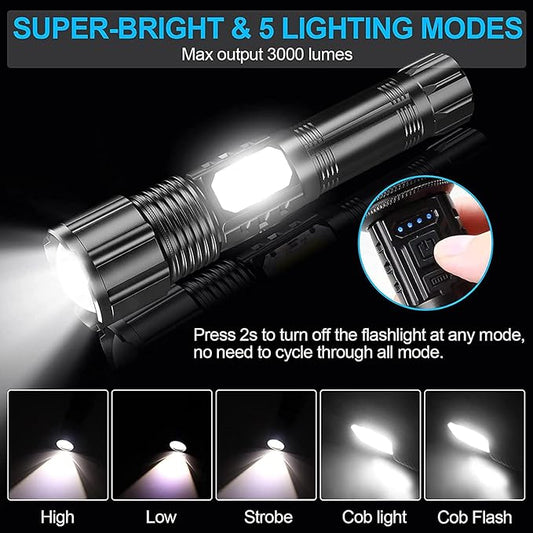 LED TorchCompact Handheld Battery Powered,Mini Torch Water Resistant for Camping, Tactical Torch Flashlights with High Lumens, Mini Flashlight for Emergency Outdoor Use, Super Bright