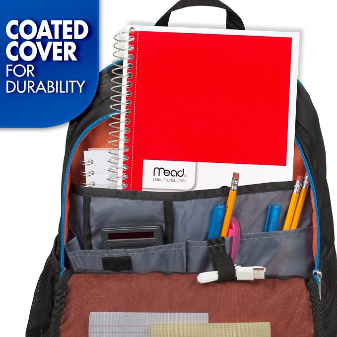 Mead Small Spiral Notebook, 3-Subject, College Ruled Paper, 9-1/2" x 5-1/2", 150 Sheets per Notebook, Color Will Vary, 1 Count (06900)