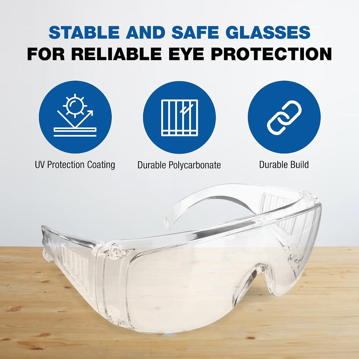 RUGGED BLUE Visitor Safety Glasses For Men & Women | Ansi Z87 Certified Safety Glasses For Shooting Range | Anti-Scratch