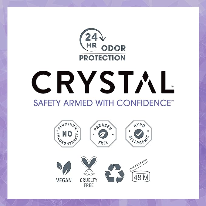 CRYSTAL™ Travel Stick Mineral Deodorant - Unscented Body Deodorant With 24-Hour Odor Protection, Non-Staining & Non-Sticky, Aluminum Chloride & Paraben Free, 1.5 FL OZ – (Pack of 2)
