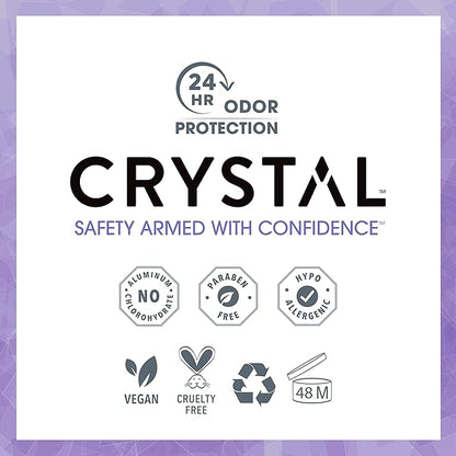 CRYSTAL™ Travel Stick Mineral Deodorant - Unscented Body Deodorant With 24-Hour Odor Protection, Non-Staining & Non-Sticky, Aluminum Chloride & Paraben Free, 1.5 FL OZ – (Pack of 2)
