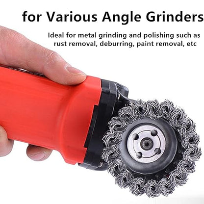 3 Inch Wire Brush for Angle Grinder - 58 Inch-11 Threaded Arbor Carbon Steel Twisted Knotted Wire Cup Brush for Heavy Cleaning Rust, Stripping and Abrasive