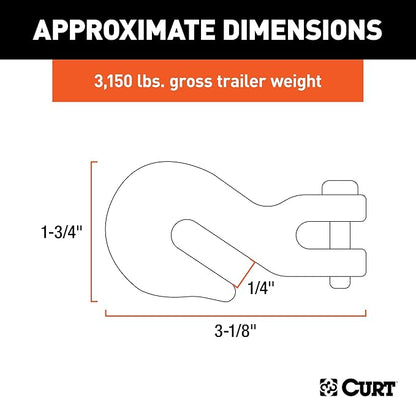 CURT 81502 1/4-Inch Forged Steel Clevis Grab Hook, 3,150 lbs. Work Load, 3/8-In Pin