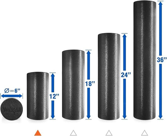 Yes4All Low Density Round PE 1218 2436 inch Foam Rollers for Muscle Massage, Yoga Core Exercise  Physical Therapy