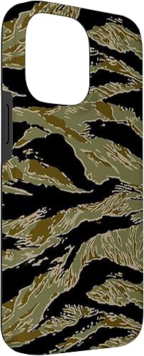 iPhone 14 Pro Max Tiger Stripe Camo Camouflage Pattern Vietnam War Green Brown Case