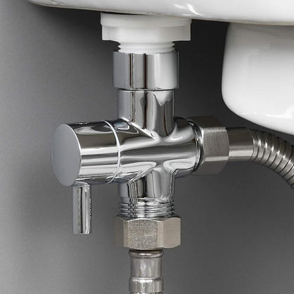Metal T-adapter with Shut-off T Valve, 78 or 1516 and G12 3-way Water Tee Connector,for Handheld Toilet Bidet Spray Bathroom,Chrome, DSF006