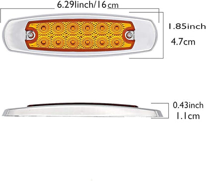 4Pcs 6.4in Front Rear Amber LED Side Marker Lights,Waterproof 12V Chrome Bezel Trailer Marker Lights,Turn Signal Light,Clearence Light Tail Light for Truck ATV SUV RV Camper UTV
