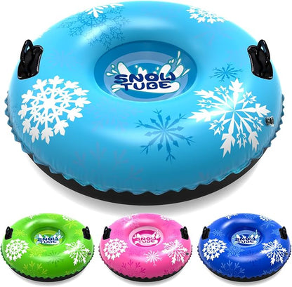 36'' 4Pack/ 47'' 1Pack Sleds, Snow Sled for Kids and Adult, Snow Tube for Sledding Heavy Duty Thickened Double Bottom with Handles, Sleds for Snow Outdoor Toys Gifts for Family Boys and Girls