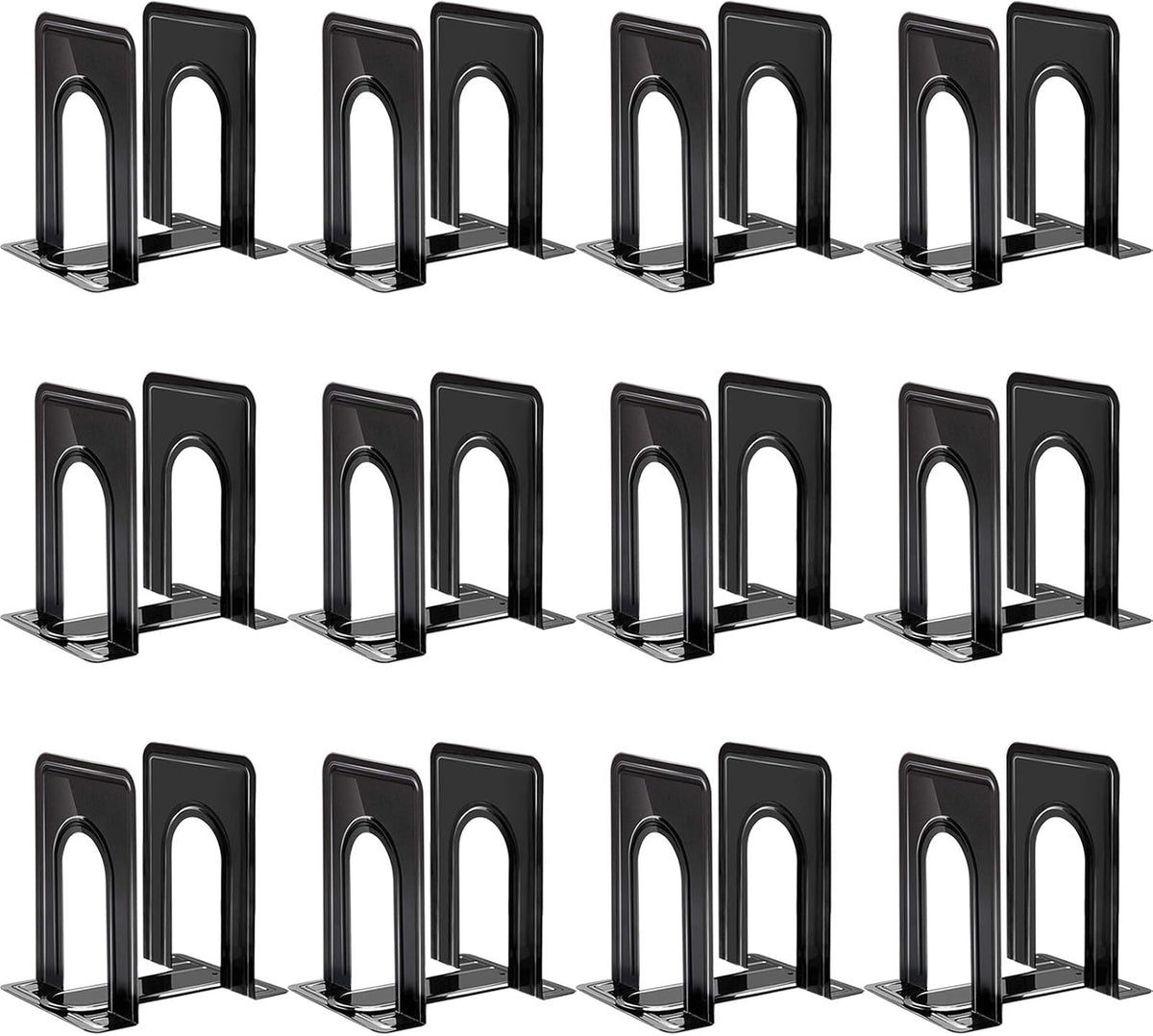 HappyHapi Book Ends, Bookends for Shelves, 24pcs Metal Bookends, Book Ends for Heavy Books Holders for Office Home Library Book Ends Supports, Book Ends to Hold Books Heavy Duty