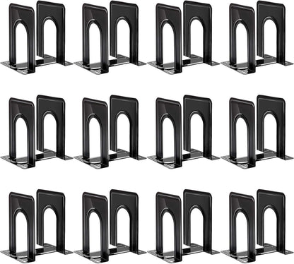 HappyHapi Book Ends, Bookends for Shelves, 24pcs Metal Bookends, Book Ends for Heavy Books Holders for Office Home Library Book Ends Supports, Book Ends to Hold Books Heavy Duty