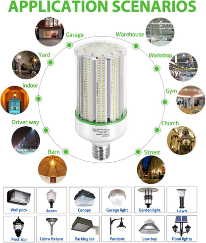 100W LED Corn Cob Light Bulb,Replace for 400 Watt Metal Halide HPS CFL HID lamp,5000K E26 Mogul Base,for Commercial and Industrial Lighting Bay Light Fixture Warehouse Workshop Gyms