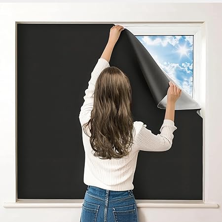 100 Blackout Curtains for Bedroom, Portable Blackout Shades, No Drill Black Out Window Blinds, Cut to Any Size, for Home Baby Nursery Travel Dorm (138" x 57")