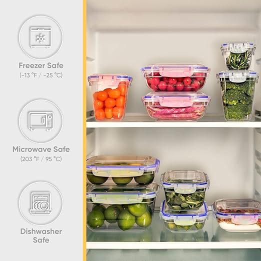 Superio Plastic Food Storage Containers with airtight Lid for Pantry, 2 Pack, Fridge- 80 Oz- BPA Free, Leakproof Sealed Container- Microwave, Dishwasher and Freezer Safe, Clear (Clear)