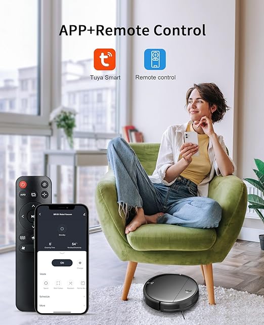 Robot Vacuum and Mop Combo, 2 in 1 Mopping Robot Vacuum Cleaner with Schedule, Wi-Fi/Voice/App, Strong Suction, Ease of Use, Self-Charging Robotic Vacuum, Slim, Ideal for Hard Floor, Pet Hair, Carpet