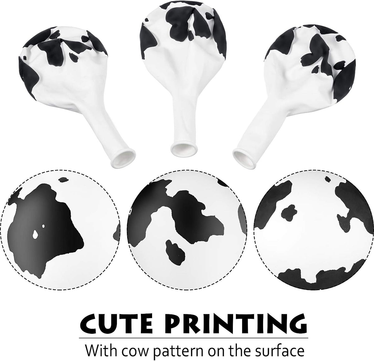 Gejoy 24 Cow Balloons Latex Funny Cowprint Balloons for Cow Black and White Birthday Party Supplies Decorations