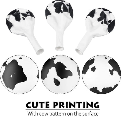 Gejoy 24 Cow Balloons Latex Funny Cowprint Balloons for Cow Black and White Birthday Party Supplies Decorations