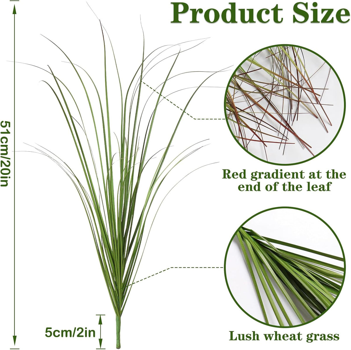 Artificial Grass Plants Outdoor 20 Bundles Fake Wheat Grass UV Resistant Faux Shrubs Bushes Plant Green Onion Grass Artificial Greenery Tall Stems for Indoor Outdoor Office Home Decor