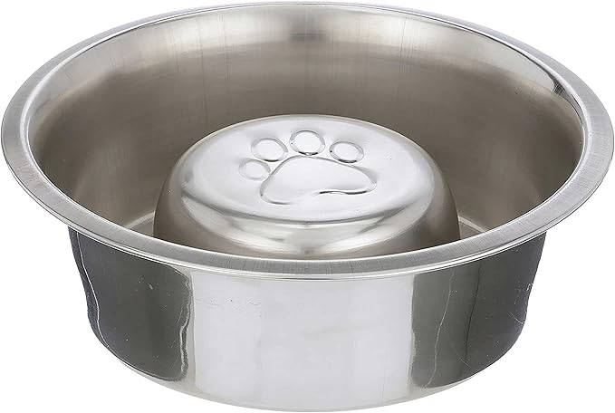 Neater Pet Brands Stainless Steel Slow Feed Dog Bowl for Fast Eating Large Breed, Metal Slow Feeder Dog Bowl Fits in Large Neater Feeders, for Puppy or Dogs (40 lbs), 3 Cup Food Capacity