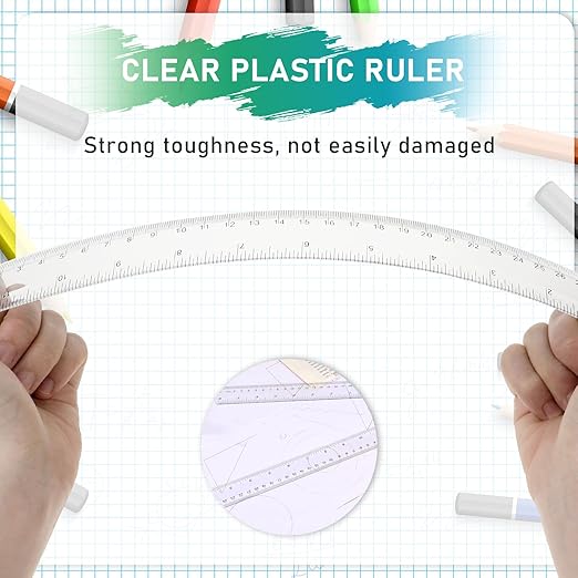 3 Pack 12 Inch Ruler Set Transparent Measuring Tool Plastic Straight Ruler Acrylic Clear Ruler for School Office Student, 559052_5_WBESgfLbk