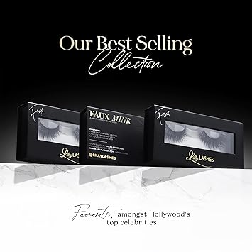 Lilly Lashes 3D Paris Faux Mink Strip Lashes, False Eyelashes Dramatic Look, Reusable False Lashes, Fake Lashes Pack, Lash Strips with Luxury Silk Like Fibers, No Lash Glue Included
