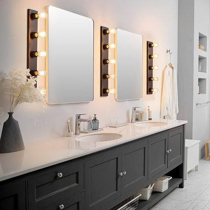 Globe Electric 52088 5-Light Vanity Light, Matte Black Finish, Makeup Over Mirror Lights, Beauty Room Accessories, Decorative Lighting, LED Bulb Compatible, Fully Dimmable