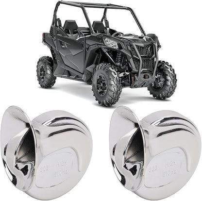 12V Universal UTV Horn Kit Delivers high Sound Quality, Stable Circuit Output, Versatile fit for Polaris RZR General Ranger, Cat Wildcat Trail, for Maverick, Teryx,