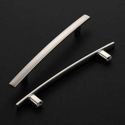 5 Pack Cabinet Handles 5" Hole Center - Curved Cabinet Pulls Brushed Nickel Drawer Pulls for Kitchen Cupboard Solid Hardware for Dresser Drawer Arch Hardware