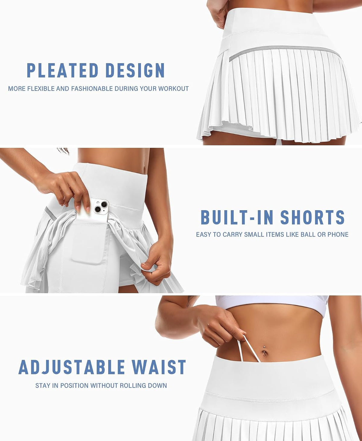 JoyGirl Womens Pleated Tennis Skirt with Shorts High Waisted Golf Skort Mini Skirt Workout Skirt Athletic Skorts with Pockets.
