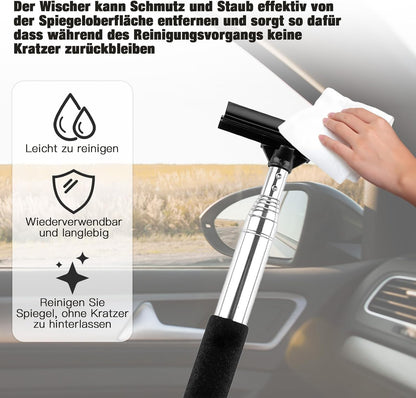 Side Mirror Squeegee,Retractable Car Rearview Mirror Wiper,Portable Car Mirror Squeegee for Rainy Foggy Weather,Universal Car Accessories