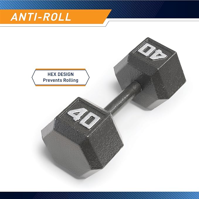 Marcy Cast Iron Hex Dumbbells Collection - Available size 40 lb, SOLD INDIVIDUALLY