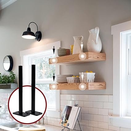 4Pcs Hidden Floating Shelf Bracket Round Wall Mount Shelf Supports Fixed Floating Holder A 01 2 Holes Black 150mm