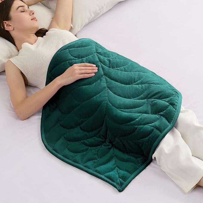 Kaisa Weighted Lap Blanket for Adults, 5 lbs, 23"x29", Leaf Pattern, Green
