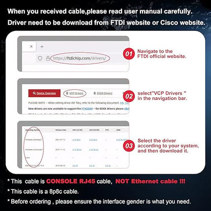 Console Cable RJ45 to USB, Console Cable?USB Console Cable with FT232 Chip Compatible with Cisco,HP,NETGEAR,Huawei,Routers/Switches for Laptop in Linux,Windows, Mac