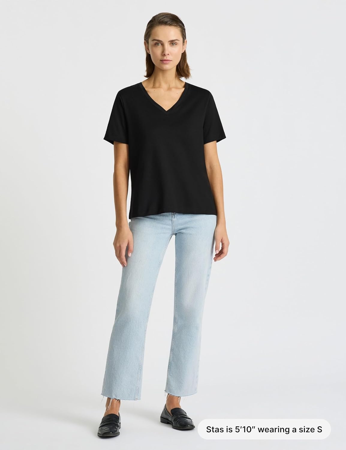 Presics Women’s Supima® Mercerised Cotton V-Neck T-Shirt – USA-Grown Cotton, Luxury Finish, Short Sleeve, Flattering Fit.