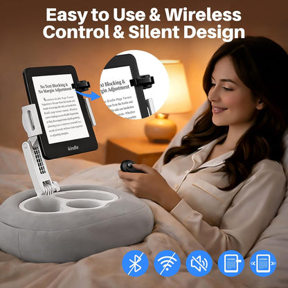 Gray Pillow Stand - Adjustable Kindle Holder for Bed,Sofa, 2-in-1 for Kindle/Tablet, Soft Plush for Reading in Bed (Does Not Include Controller)