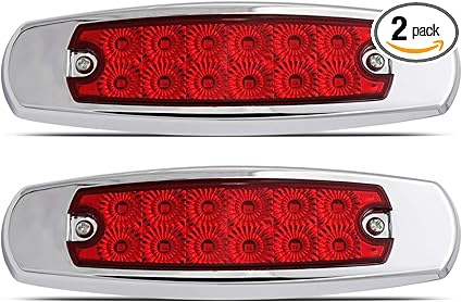 MADCATZ (Pack of 2 6.4 Inch Fish Shape Red 12 LED Clearance Side Marker Sealed Surface Bulbs Button Lights for Trailer Truck Pickup Cabin Bus 12V DC BB12