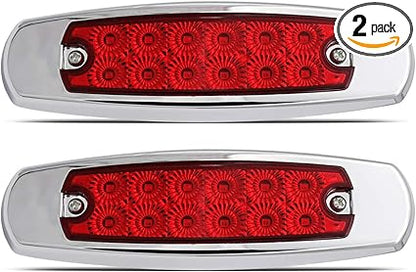 MADCATZ (Pack of 2 6.4 Inch Fish Shape Red 12 LED Clearance Side Marker Sealed Surface Bulbs Button Lights for Trailer Truck Pickup Cabin Bus 12V DC BB12