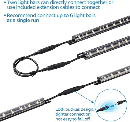 TORCHSTAR LED Safe Lighting Kit, (6) 12 Inch Linkable Light Bars  Motion Sensor  UL Power Adapter, 900LM, Input 100-240V, for Under Cabinet Gun Safe Locker Closet Showcase, 5000K Daylight