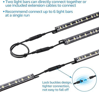 TORCHSTAR LED Safe Lighting Kit, (6) 12 Inch Linkable Light Bars  Motion Sensor  UL Power Adapter, 900LM, Input 100-240V, for Under Cabinet Gun Safe Locker Closet Showcase, 5000K Daylight