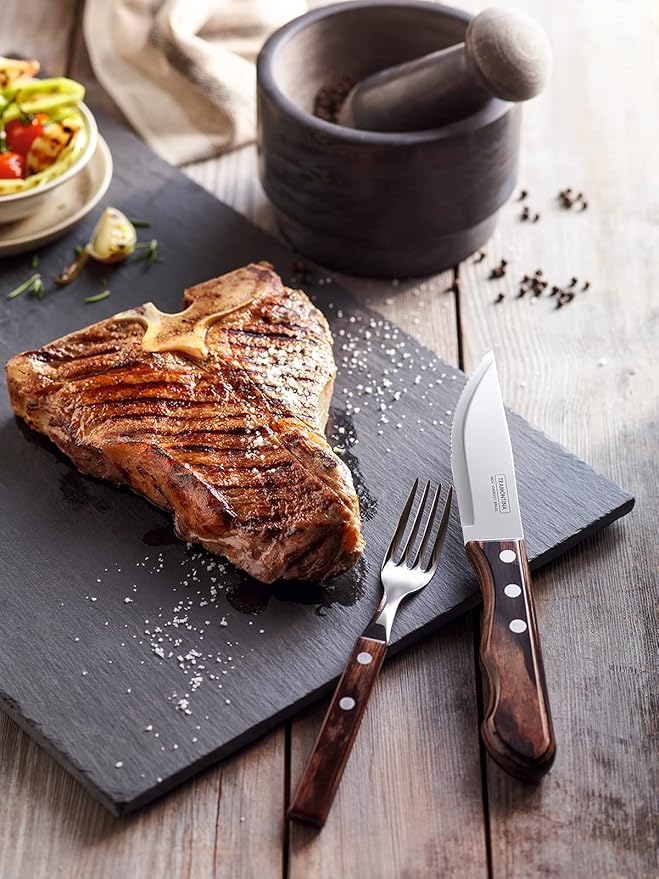 Tramontina Churrasco 5 inch Jumbo Steak Knife Set,4 Piece Brown