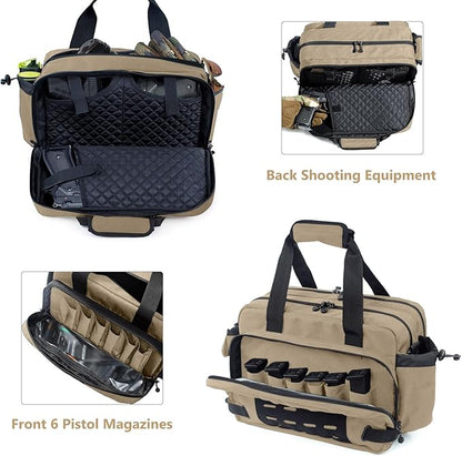 Pistol Range Bag Shooting, Gun Bag for Pistols, Gun Case for Handguns, Ammo Bag, Gun Case for Handguns, Tactical Range Bag, Gun Carrying Bag, Gun Range Accessories