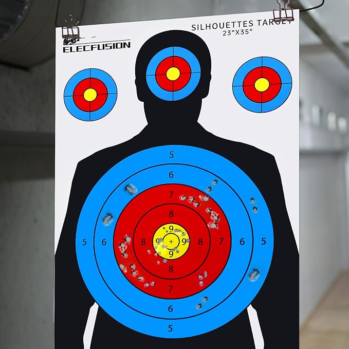ElecFusion 6 Pack Silhouette Shooting Targets, 23X35 inch Paper Targets for Shooting Range, Suitable for Indoor/Outdoor Range Use with Handguns, BB Guns, Rifles, Pistols, Airsoft Guns