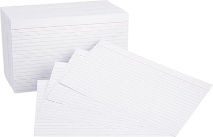 Basics Ruled Lined Index Note Cards, 500 Count, 5 Pack of 100, White, 5 in x 8 in
