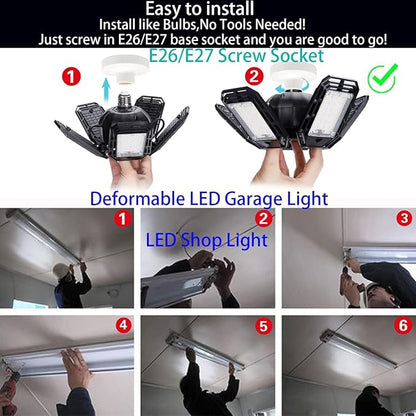 2 Pack LED Garage Light, 150W Ultra Bright Shop Light with 5 Adjustable Panels,15000LM 6500K E26E27 Deformable Ceiling Lights for Garage, Workshop